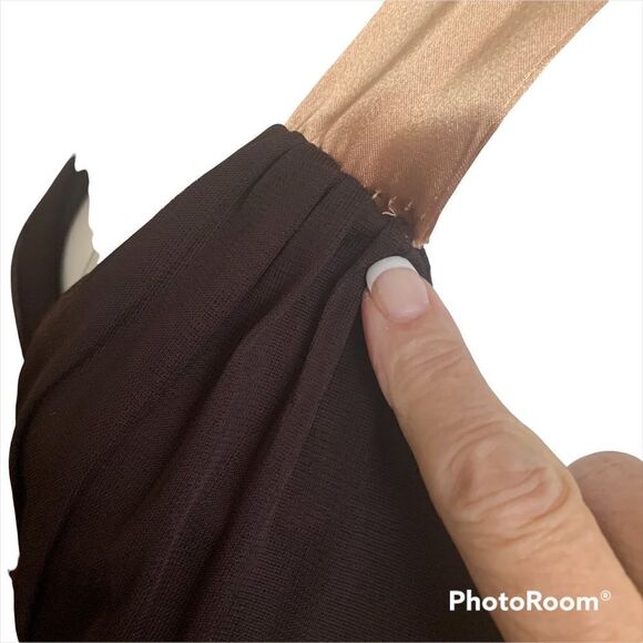 Enfocus Studio  Short Prom Dress Brown & Gold Large Bow Midi Size 14 - Picture 9 of 11